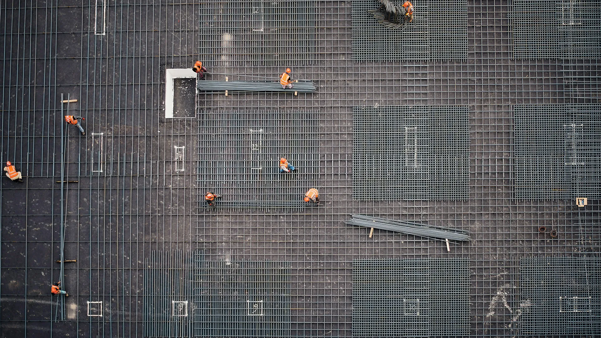 Chantier de construction vu en vol d'oiseau